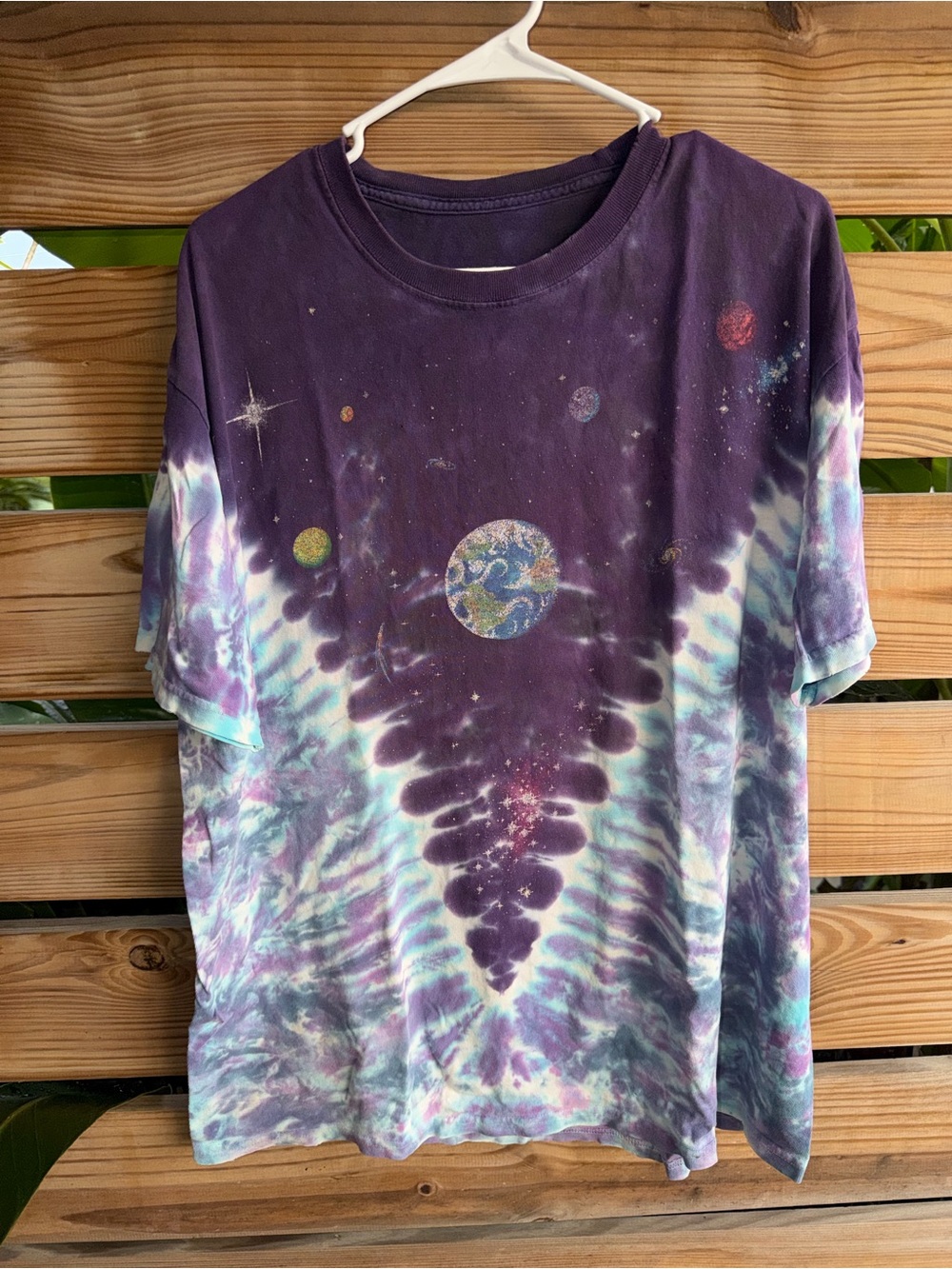 Vintage liquid blue Purple Tie-Dye Space Graphic Tee